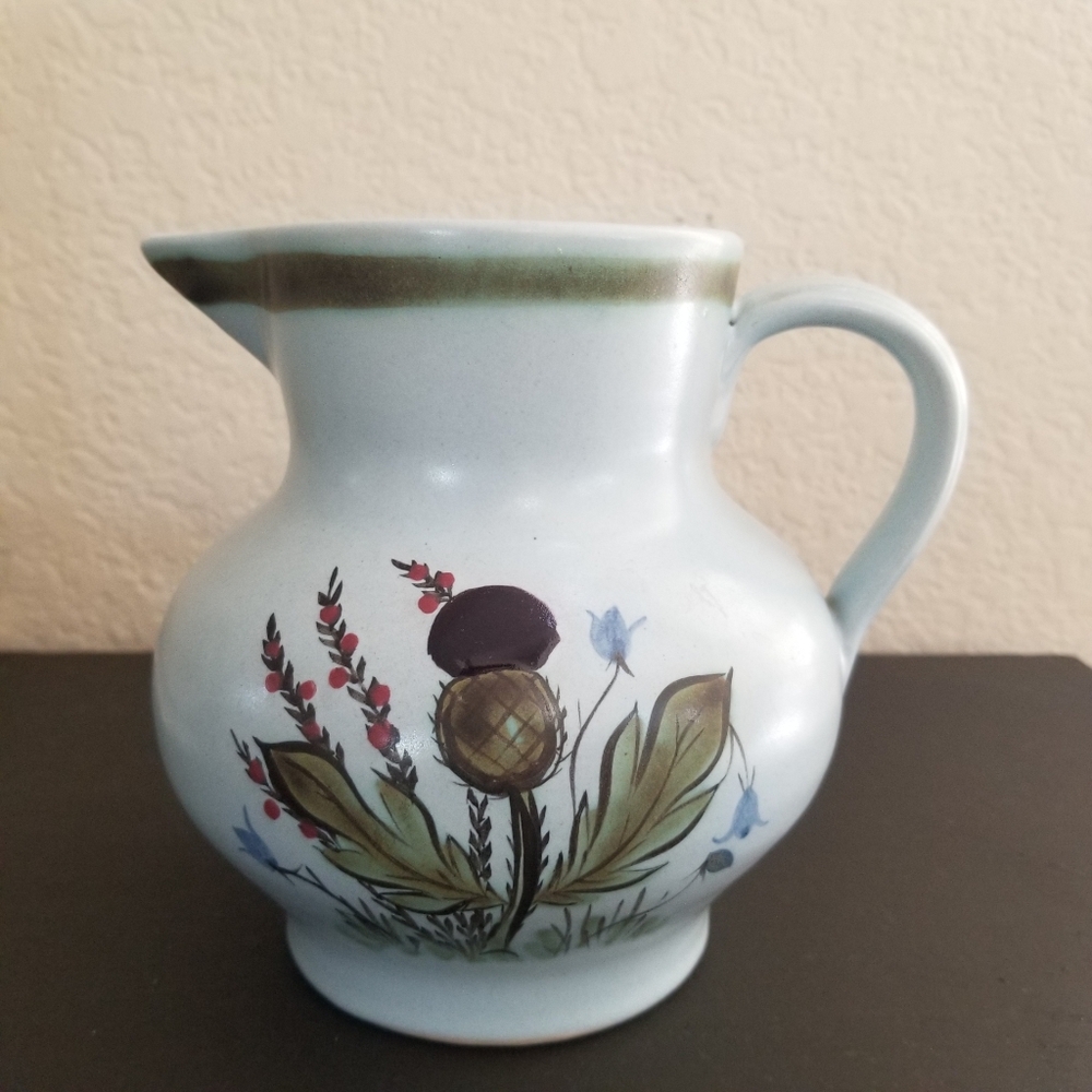 Buchan Portobello Scotland Blue Floral Ceramic Pitcher Vase